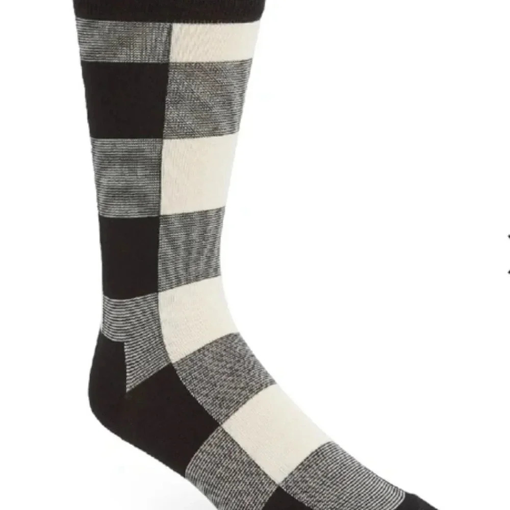 Happy Socks Lumberjack Check Socks In Black/ White